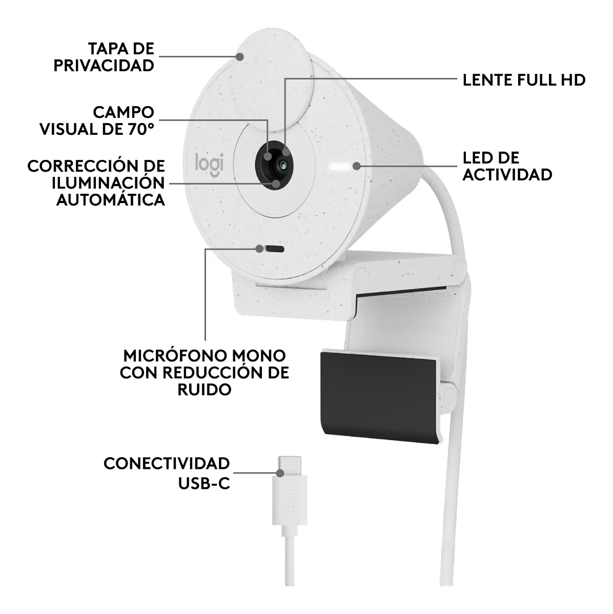 WEBCAM LOGITECH BRIO 300 4k 1080p USB-C - Imagen 3