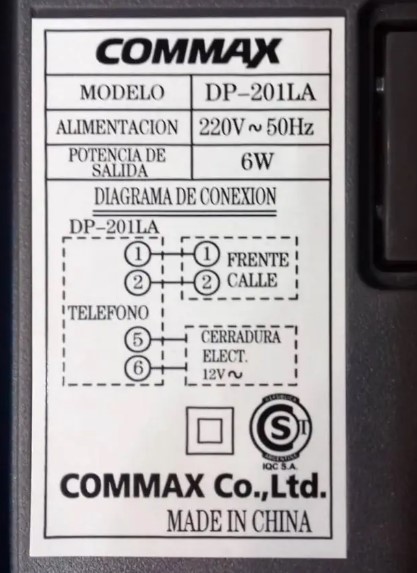 PORTERO COMMAX DP-201LA C/FRENTE BLANCO - Imagen 4